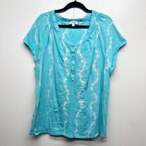 Indigo Womens Top 3X Cotton Nautical Breathable Casual Everyday Wear Comfort